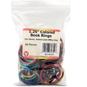 Hygloss Silver Book Rings 1-1/4" (50 count) - Assorted Colors