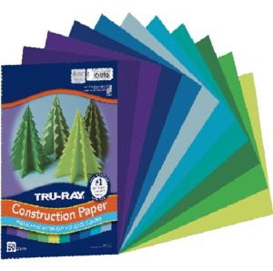 Sulphite Construction Paper 9" x 12" - (50 Sheets)  Assorted Cool Colors