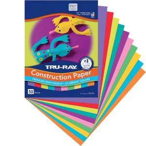 Sulphite Construction Paper 9" x 12" - (50 Sheets)  Assorted Vibrant Colors