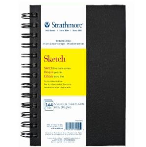 Strathmore 300 Series Fine Tooth Sketch Art Book (350)5.5" x 8.5" - (144 sheets, 60lb) Spiral  Bound