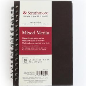 Strathmore 500 Series Mixed Media Art Book (566) 5.5" x 8.5"   (32sheets ,90lb) Hard Cover Spiral Bound