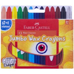 Faber-Castell Jumbo Wax Crayons 12ct + 1 Glitter