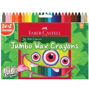 Faber-Castell Jumbo Wax Crayons 24ct + 2 Glitter