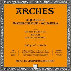 Arches Watercolor Rough Press Block 7.9" x 7.9" - (20 Sheets, 140lb)