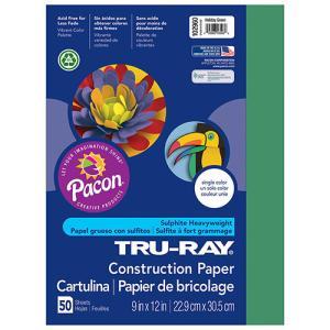 Sulphite Construction Paper 9" x 12" - (50 Sheets) Holiday Green