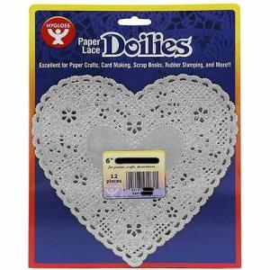 Hygloss Paper Lace Doilies 6" - (12 Pack) Silver Heart