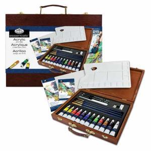 Royal Langnickel Essentials Acrylic Painting w/Canvas Panel Wooden Box Set - 25pc RSET-ACR2030