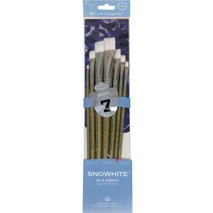 Royal Langnickel Snowhite Synthetic Long Handle Brush Set - 7 pc Flats