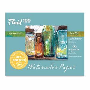 Fluid 100 Hot Press Watercolor Paper Easy-Block 16"  x 20"  – (15 Sheets, 140lb)
