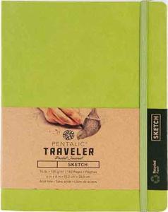 Pentalic Traveler Pocket Journal 6" x 8" - (160 Pages, 74lb) Sketch, Olive Green