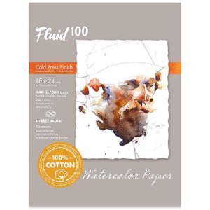 Fluid 100  Cold Press Watercolor Paper Easy-Block 18"  x 24"  – (15 Sheets, 140lb)