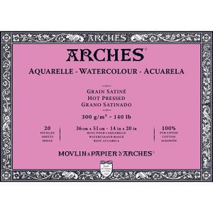 Arches Watercolor Hot Press Block 14" x 20" - (20 Sheets, 140lb)