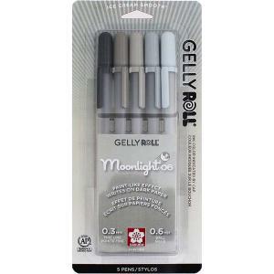 Sakura Gelly Roll Moonlight Pens - (5 Pack) 06 Fine Line, Grays