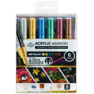Royal Langnickel Acrylic Paint Marker Set - 6ct 2mm Metallics Collection  MARK-2729