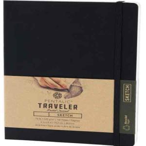 Pentalic Traveler Pocket Journal 6" x 8" - (160 Pages, 74lb) Sketch, Black