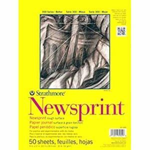 Strathmore 300 Series Newsprint Pad 14" x 17" – (50 sheets, 32lb) Rough