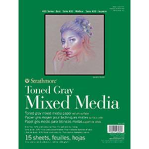 Strathmore 400 Series Toned Gray Mixed Media Pad ( 462 ) 9" x 12" - (15 Sheets, 184lb) Glue Bound