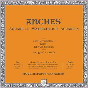 Arches Watercolor Rough Press Block 12" x 12" - (20 Sheets, 140lb)
