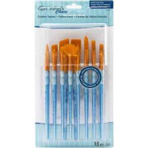 Royal & Langnickel Crafters Choice Rubber Grip Brush Set - (15 Pieces) Golden Talkon Variety  RCC 601
