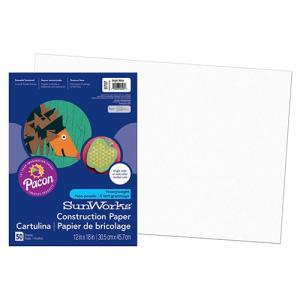 Pacon Sulphite Construction Paper 12" x 18" - (50 Sheets) Bright White (Sunworks)