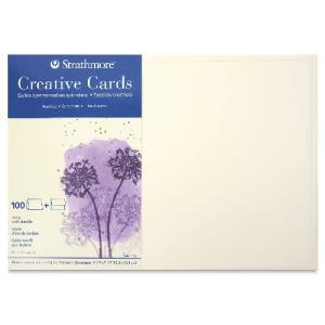 Strathmore Creative Cards and Envelopes - Ivory White with Deckle Edges, 5" x 6-7/8", 100Pk ST105-630