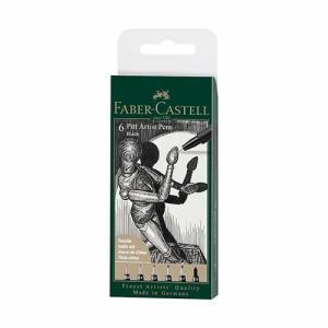 Faber Castell Pitt Artist Pens Wallet- Black (6ct) 167154