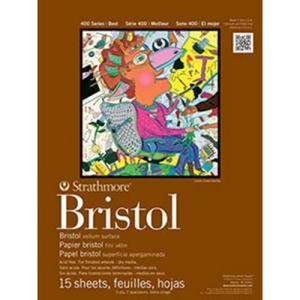 Strathmore 400 Series Bristol Pad ( 475 ) 11" x 14" - (15 Sheets, 2ply) Vellum Surface, Tape Bound