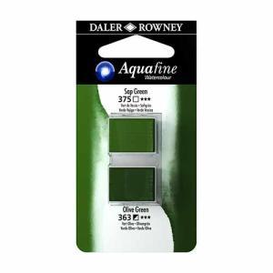 Aquafine 2 pack Watercolor Half Pans with Paint- Sap Green/Olive Green