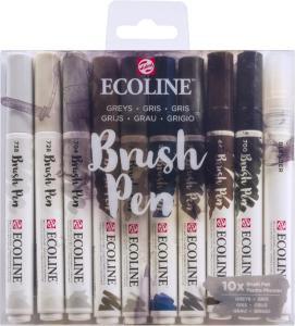 Royal Talens Ecoline Brush Pen Set of 10 Liquid Watercolor Pens –(10 Pack) Greys  11509805
