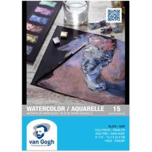 Royal Talens Van Gogh Watercolor Paper Block   6"x9" - Black Cold Press (15 Sheets, 140lb)   94178012