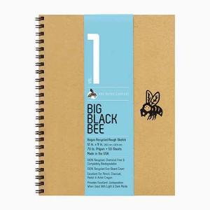 Big Black Bee Recycled Rough Sketch Journal 6x9- 50shts