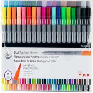 Royal Langnickel Assorted Dual Tip Artist Markers 36ct : Fineliner/Brush  MARK-2203