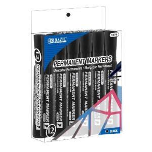 Bazic Chisel Tip Black Permanent Marker (12/Pack)