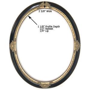 Closeout Oval Frame Black and Gold with Baroque Accents - 22" x 28"