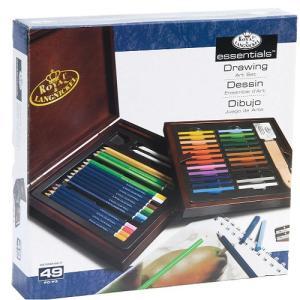 Royal Langnickel Essentials Premier Wooden Drawing Art Box Set - (49 Pieces) RSET-DRAW1600