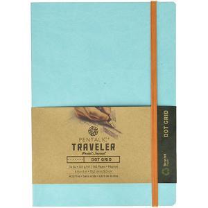 Pentalic Traveler Pocket Journal 6" x 8" - (160 Pages, 74lb) Dot Grid, Turquoise