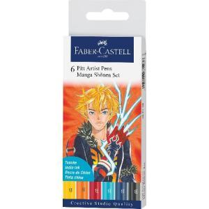 Faber Castell Pitt Artist Pens Wallet- Manga Shonen 6ct   167157