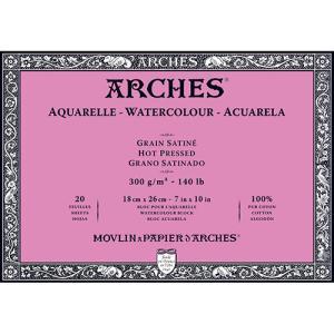 Arches Watercolor Hot Press Block 7" x 10" - (20 Sheets, 140lb)