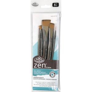 Royal Langnickel Zen Brush for All Media Variety Set - (5 Pack) Short Handle, Angular