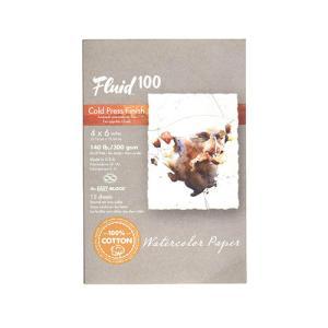 Fluid 100  Cold Press Watercolor Paper Easy-Block 4" x 6" – (15 Sheets, 140lb)