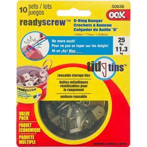 Ook Ready Screw D-Ring Hangers & Tin - (10 Sets) Small