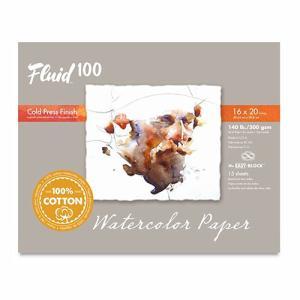 Fluid 100 Cold Press Watercolor Paper Easy-Block 16"  x 20"  – (15 Sheets, 140lb)
