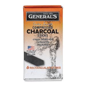 General's Compressed Charcoal Sticks - (6 Pack) 2B Hard  960-2B