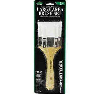 Royal Langnickel 3 Pack White Taklon Short Handle Large Area Brush Set - 1 Inch,2 Inch,3 Inch