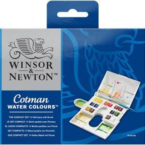 Winsor & Newton Cotman Watercolor Field Set – Brush & 14 Half Pans