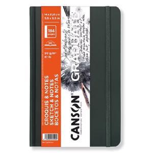 Canson Graduate Sketch & Notes Black Hard Cover Book 5.5" x 8.5"  (184 pages, 61lb)  CN31200L042