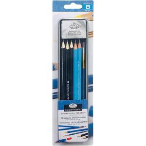 Royal Langnickel Essentials Tin Box Mini Watercolor Sketch Art Set - (8 Pieces)  RSET-ART2604