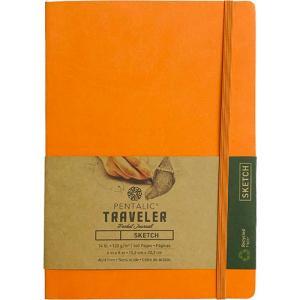 Pentalic Traveler Pocket Journal 6" x 8" - (160 Pages, 74lb) Sketch, Orange