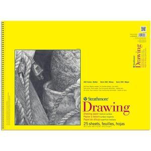 Strathmore 300 Series Drawing Pad 18" x 24" - (25 sheets, 70lb) Bright White, Spiral Bound