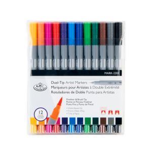 Royal Langnickel Assorted Dual Tip Artist Markers 12ct : Fineliner/Brush  MARK-2201